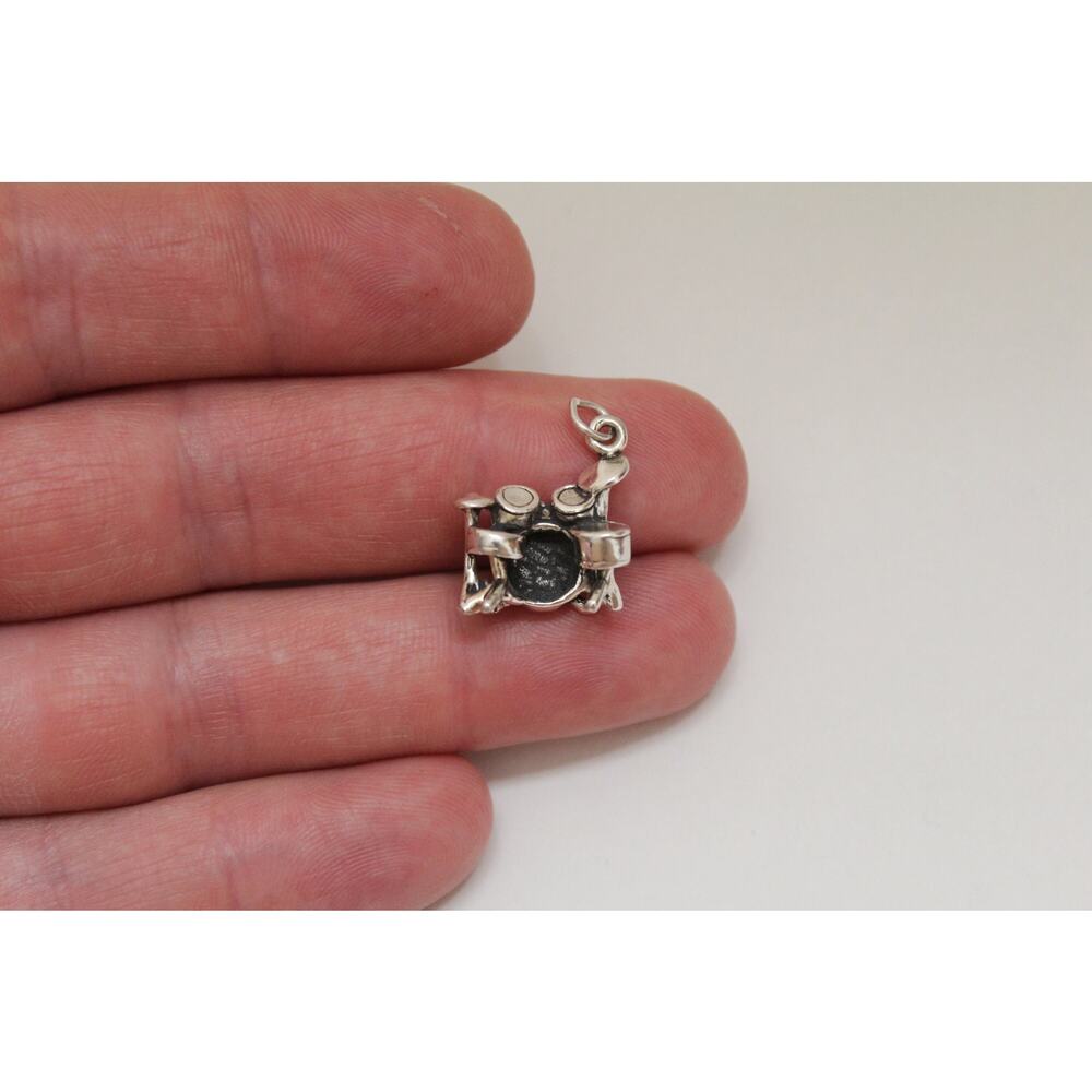 Sterling Silver Oxidized Drum Set Charm